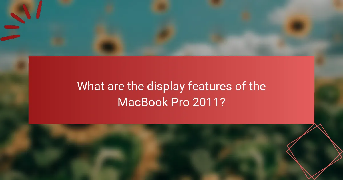What are the display features of the MacBook Pro 2011?